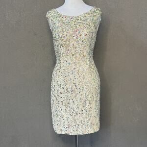 Mori Lee Beaded Sequin Cocktail Dress Fits S